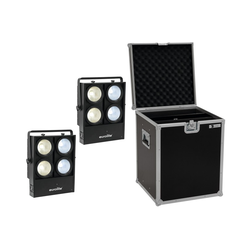 EUROLITE Set 2x Audience Blinder 4x100W LED COB CW/WW + Case